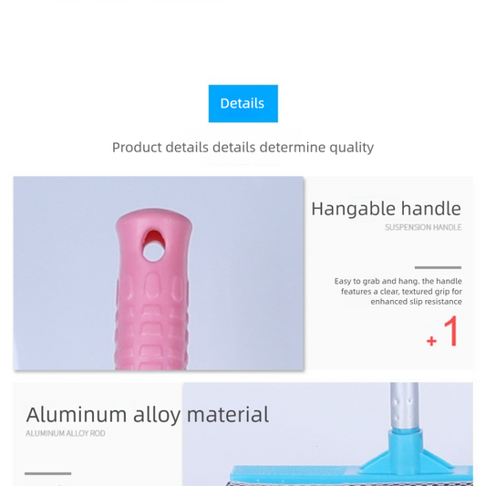 Blue Home Window Cleaner - Adjustable Aluminum Alloy Glass Scraper with Dual-Sided Sponge and Rubber Blade, V888-ELOSUNG48220