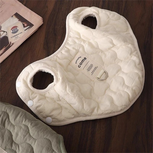 Beige Winter Dog Vest for Small and Medium Breeds - Thickened Warm Quilted Coat with Soft Fleece Lining, V888-ELOSUNG48231