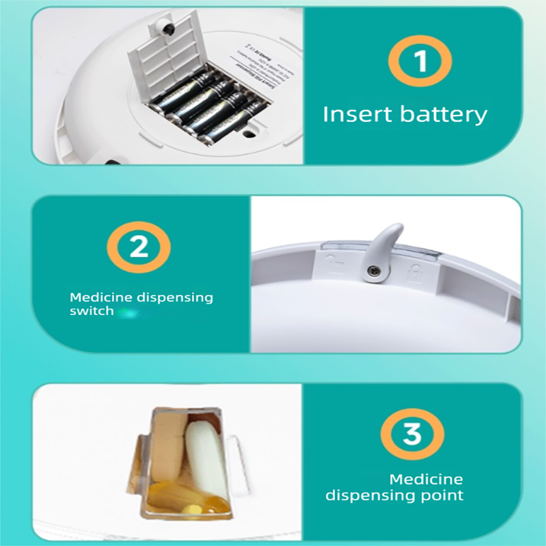Automatic Rotating Pill Dispenser with Timer Alarm - Multi-Compartment Medication Organizer for Daily Health V888-ELOSUNG48583