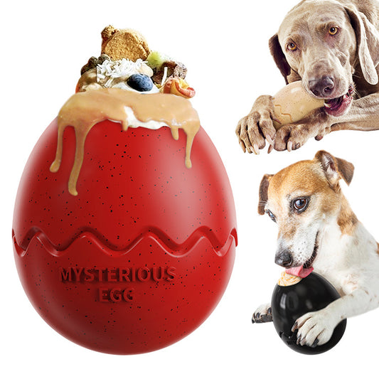 Black Mysterious Egg Slow-Feeder Treat Dispenser for Dogs - Food-Grade TPR Interactive Toy with 7 Internal V888-ELOSUNG48604