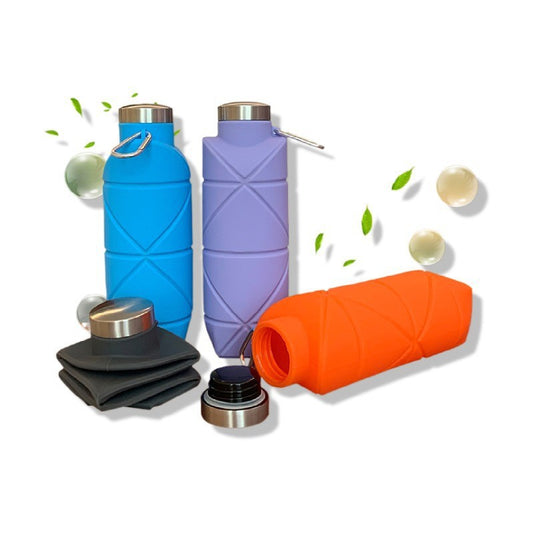 Orange-red 700ml Collapsible Silicone Water Bottle with Diamond Pattern - Food-Grade Portable Sports Bottle V888-ELOSUNG48673