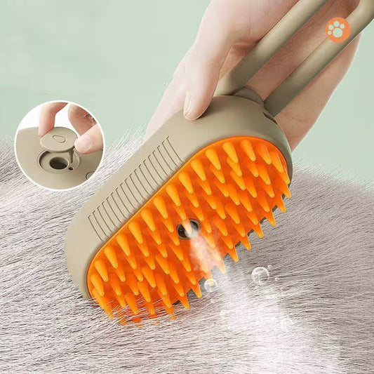 2 Pieces Khaki Pet Electric Spray Massage Comb for Dogs and Cats 3-in-1 Steam Grooming Brush for De-shedding V888-ELOSUNG48829