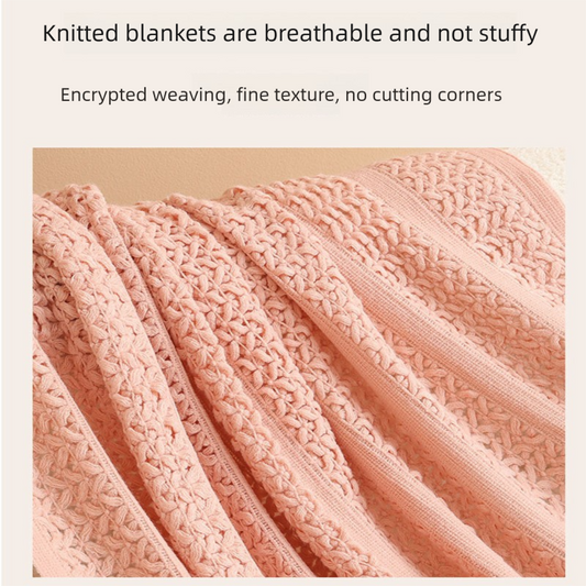 Beige Elegant Openwork Knitted Throw Blanket with Tassels - 130x230cm Large Decorative Soft Sofa Blanket for V888-ELOSUNG48998