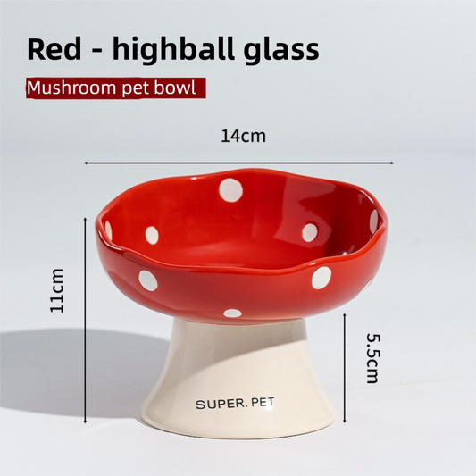 Red and Black Elevated 15 degrees Tilted Ceramic Cat Bowl - Anti-Chin Acne Glaze Finish, Non-Slip Weighted V888-ELOSUNG49137