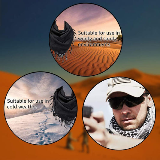 Black and Gold 110x110CM Military Shemagh Cotton Tactical Desert Scarf - Versatile Protective Face Mask and V888-ELOSUNG49160