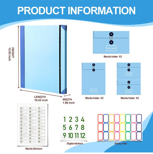 In Case I Go Missing Blue High-Capacity Emergency Information Binder - Heavy Duty Expanding File Organizer V888-ELOSUNG49621