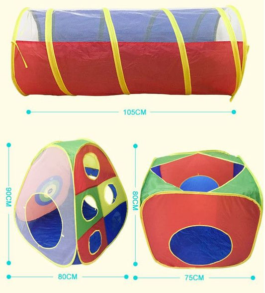 4-in-1 Kids' Pop-Up Foldable Play Tent & Adventure Tunnel Set - Giant Indoor/Outdoor Playpark with Ball Pit & V888-ELOSUNG49723