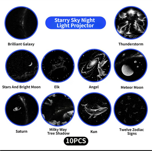Portable USB Galaxy Night Light Projector with 10 Projection Films - Touch-Controlled Rotating Starry Sky V888-ELOSUNG49884