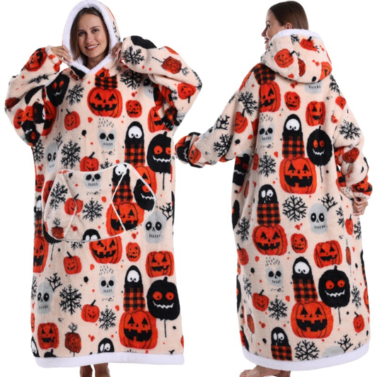 Christmas Plaid Style Oversized Hooded Blanket for Adults - Ultra Soft & Warm Wearable Fleece Throw with V888-ELOSUNG50120