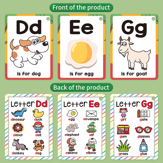 Colorful Alphabet Phonics Flash Cards 27 PCS, ABC Learning Cards with Initial Sound Pictures, Montessori V888-ELOSUNG50201