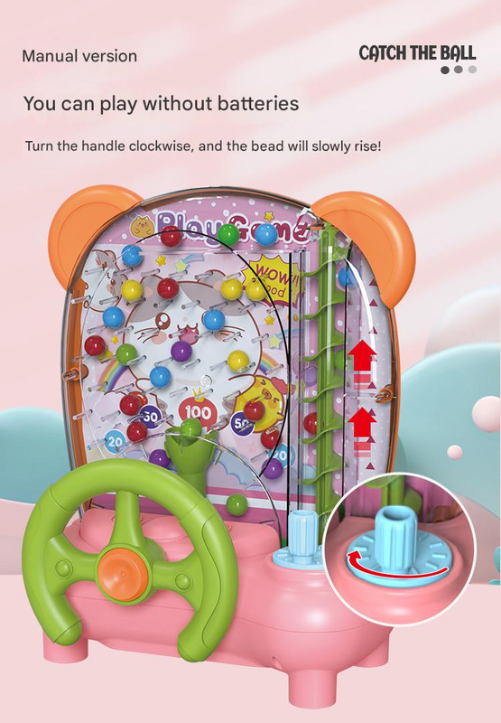 Pink Ball Catching Machine Game Kids Steering Wheel Pinball Desktop Game Hand Eye Coordination Training V888-ELOSUNG50221