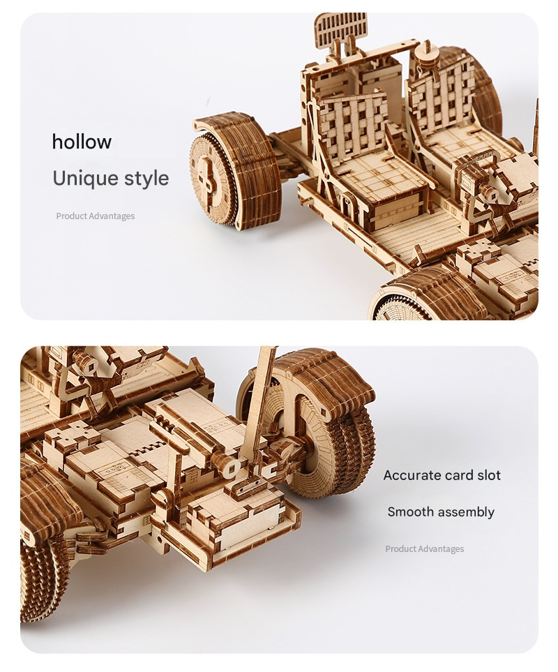 3D Wooden Puzzle Lunar Rover Model Kit - DIY Space Exploration Vehicle V888-ELOSUNG50349