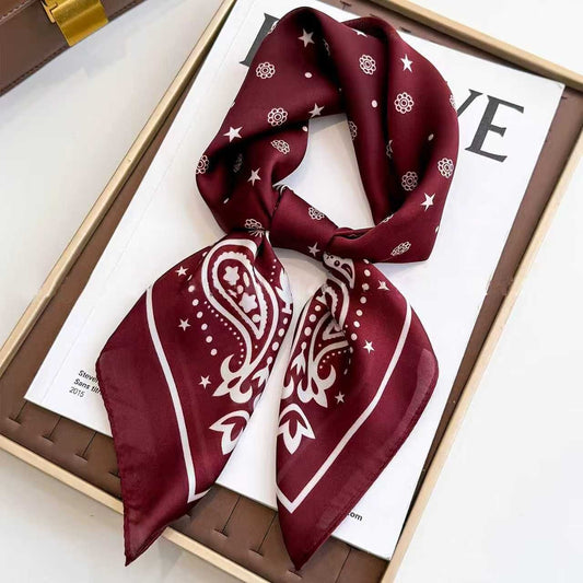 Black Women's 70cm Square Scarf - Bohemian Paisley & Vintage Print Collection - Lightweight Satin Feel, V888-ELOSUNG50476