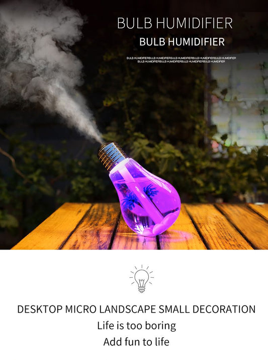2-piece Golden and Silvery Bulb-Shaped Mini Humidifier - 400ml Ultrasonic Air Moisturizer with 7-Color LED V888-ELOSUNG50814