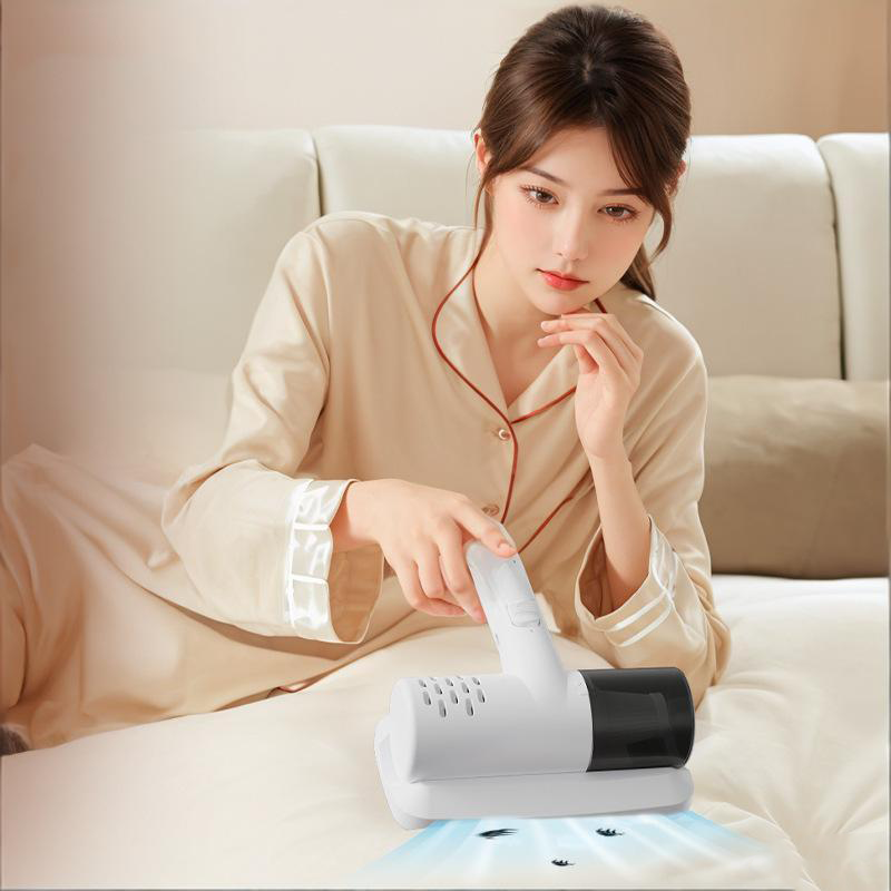 White Wireless USB Rechargeable Mite Vacuum Remover with UV Light - Handheld Anti-Mite Vacuum for Mattress V888-ELOSUNG51186