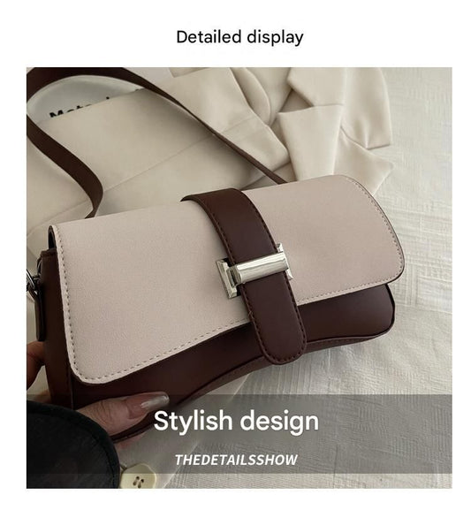Black Fashion Retro Crossbody Bag French Chic Small Shoulder Bag Women's Baguette Underarm Bag V888-ELOSUNG51239