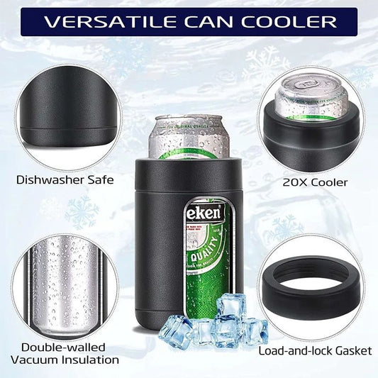 3-in-1 Beer Bottle Insulated Tumbler and Can Cooler with Bottle Opener - Double Wall Stainless Steel Soda Can V888-ELOSUNG52010