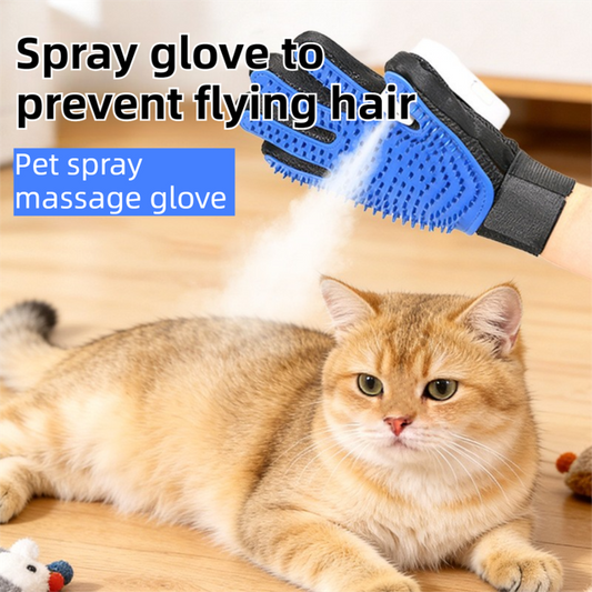 2PCS Black Blue Pet Grooming Spray Glove with Pink & Black Detachable Typec Mister - TPR Soft Deshedding & V888-ELOSUNG52041