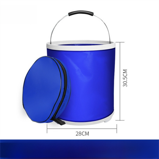 Blue Microfiber Car Cleaning Towel (60 x 160 CM) and 20L Foldable Self Standing Water Bucket (Include Zipper V888-ELOSUNG52052