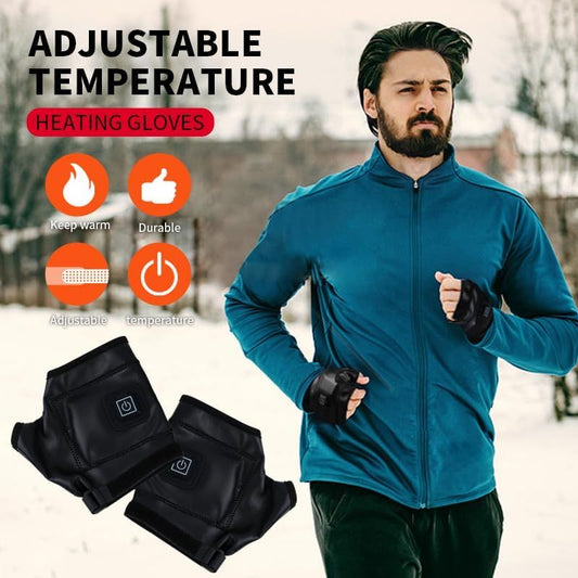 1 Pairs Wireless Electric 3 Levels Heated Fingerless Gloves with Windproof Waterproof PU Leather, USB-C V888-ELOSUNG52153