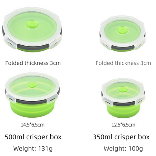 4 Piece Blue and Grey Silicone Collapsible Food Storage Container Set - Microwave Safe Foldable Lunch Box Set V888-ELOSUNG52213