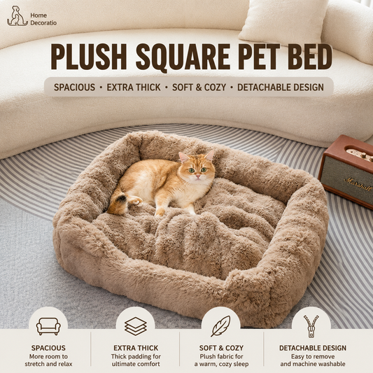 Brown Bubble Plush Pet Sofa Bed with Removable Cushion S Size 60*45*23CM - Ultra-Soft Winter Thickened Warm V888-ELOSUNG52364