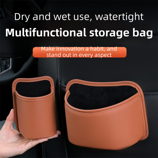 Black Waterproof Leather Car Hanging Storage Organizer with Back Clip 20 x 14.5CM - Mutifunctional Car Trash V888-ELOSUNG52516
