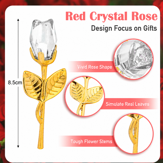 2 Set of Blue Crystal Rose Flower with Gold Gift Box and Gold Plated Stem Leaf - Elegant Crystal & Metal Rose V888-ELOSUNG52535