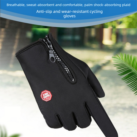 Black M size Winter Outdoor Cycling Gloves - Touch Screen Compatible Windproof Waterproof Non-Slip Palm V888-ELOSUNG53136