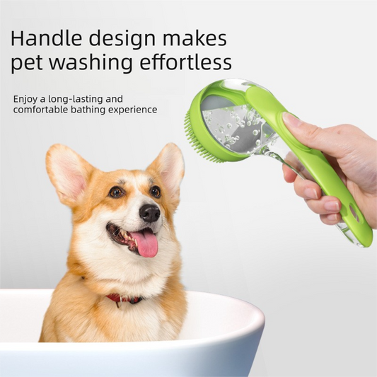 2-Piece Pet Cleaning Set - Blue Silicone Bath Brush with Liquid Dispenser and Blue 40*80cm Microfiber Drying V888-ELOSUNG53184