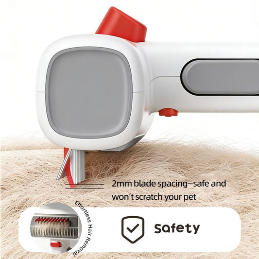 White and Grey 2-in-1 Pet Dematting & Deshedding Grooming Comb, Self-Cleaning Dog and Cat Brush with V888-ELOSUNG53427
