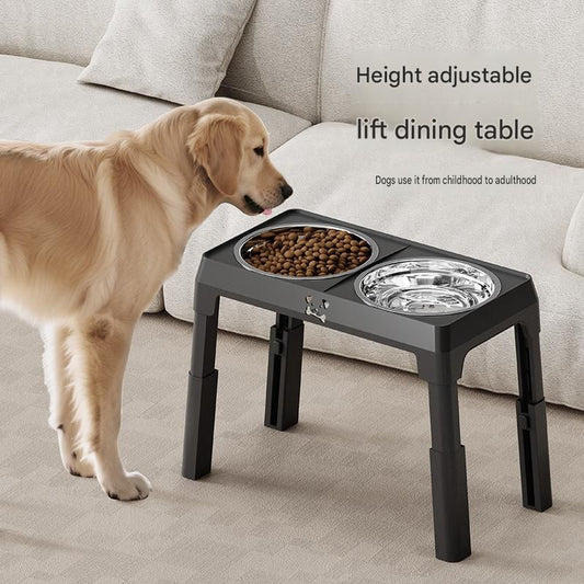 Pet Care Bundle Set - Grey Adjustable Elevated Double Dog Bowl & White and Grey 2-in-1 Self-Cleaning Pet V888-ELOSUNG53428
