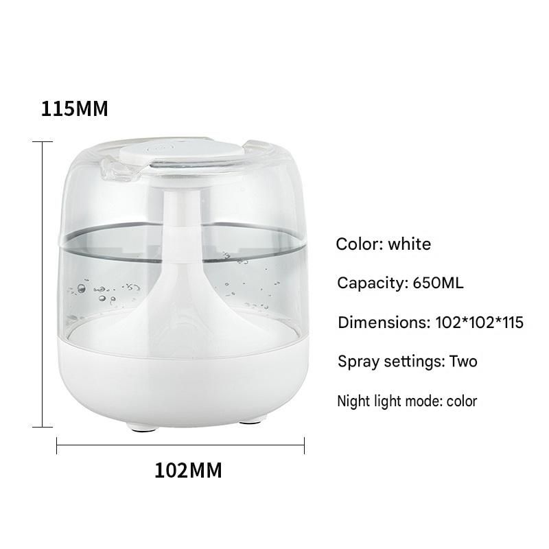 White 650ML USB Mini Humidifier with Aromatherapy Function, Cool Mist Air Humidifier for Bedroom, Home V888-ELOSUNG53434