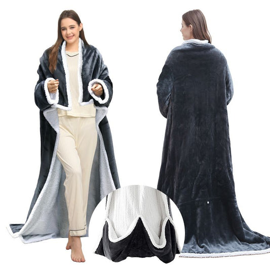 Wearable Electric Heated Blanket with Foot Pocket 127x177cm and Suede Fleece Slippers Set AU 11-12, Winter V888-ELOSUNG54193