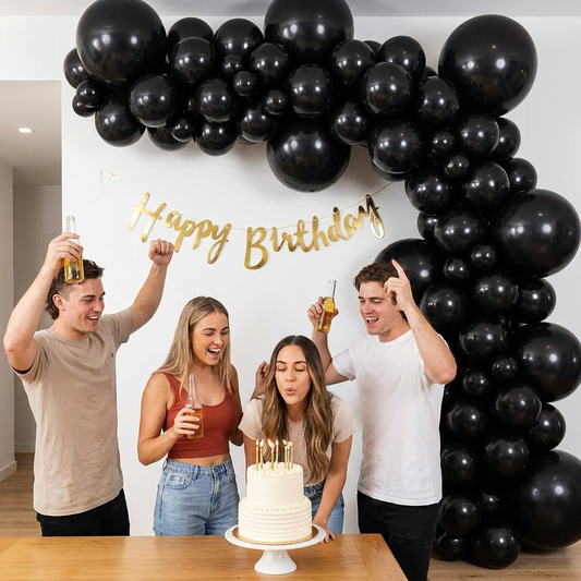 140PCS Black Balloon Garland Kit Latex Balloon Arch Set for Birthday Wedding Party Decoration Black Party V888-ELOSUNG543031