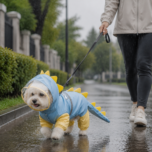 Blue Size XL Waterproof Dinosaur Dog Raincoat with Harness Hole Full Body Pet Rain Jacket for Small Dogs Tail V888-ELOSUNG54356