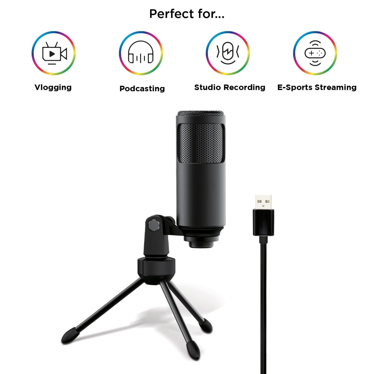 Sonictrek Studio Streaming Podcaster USB Microphone With Desk Tripod V893-SONITREK-PODCASTER-MICROPHONE