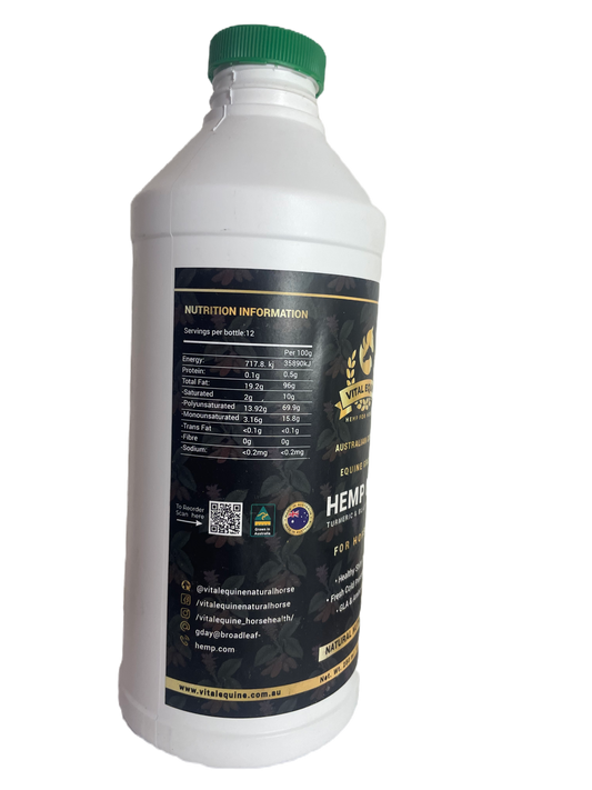 Vital Equine | Hemp & Turmeric Oil For Horses - 1 litre V925-VEO-T-1L