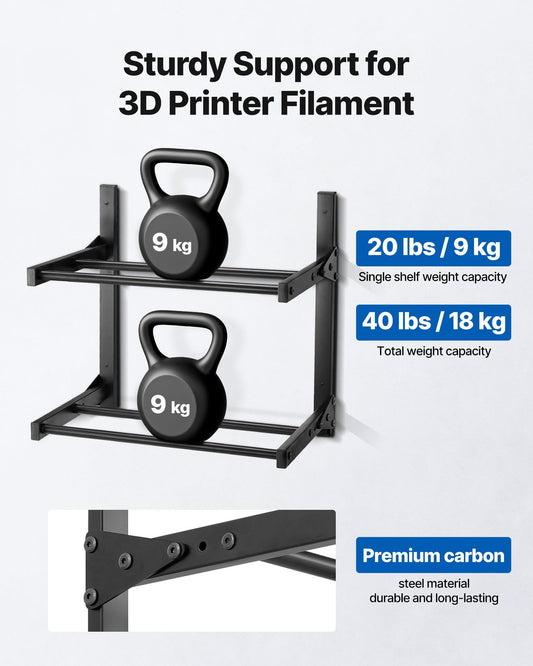 Wall Mount Printer Filament Storage Rack, 2-Tier Wall Bracket Storage Shelf, Rolling Filament Spool Holders V952-3DDYSNJHSECBXUUA2001V0