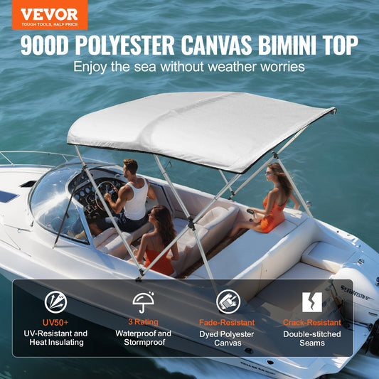 3 Bow Bimini Top Boat Cover, 900D Polyester Canopy with 1" Aluminum Alloy Frame, Waterproof and Sun Shade, V952-3GCYZYP6L677QR7NKV0