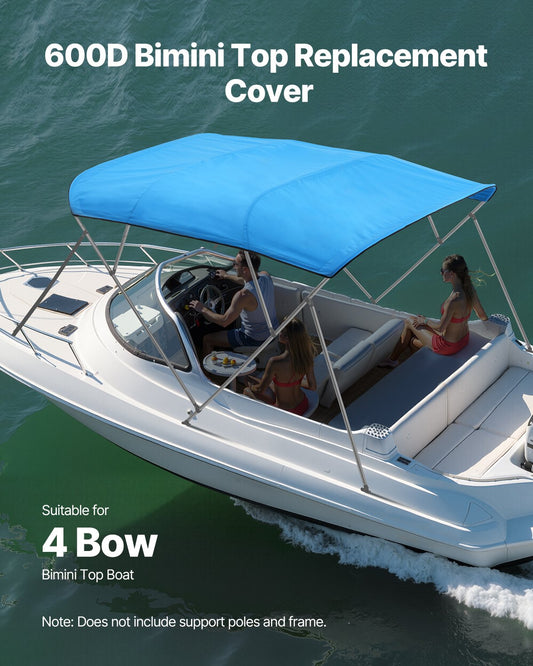 4 Bow Boat Bimini Tops, 600D Polyester Canopy, Waterproof & Sun Protection Boat Awning Canopy with Storage V952-4GCYZYP96919JYJ53V0