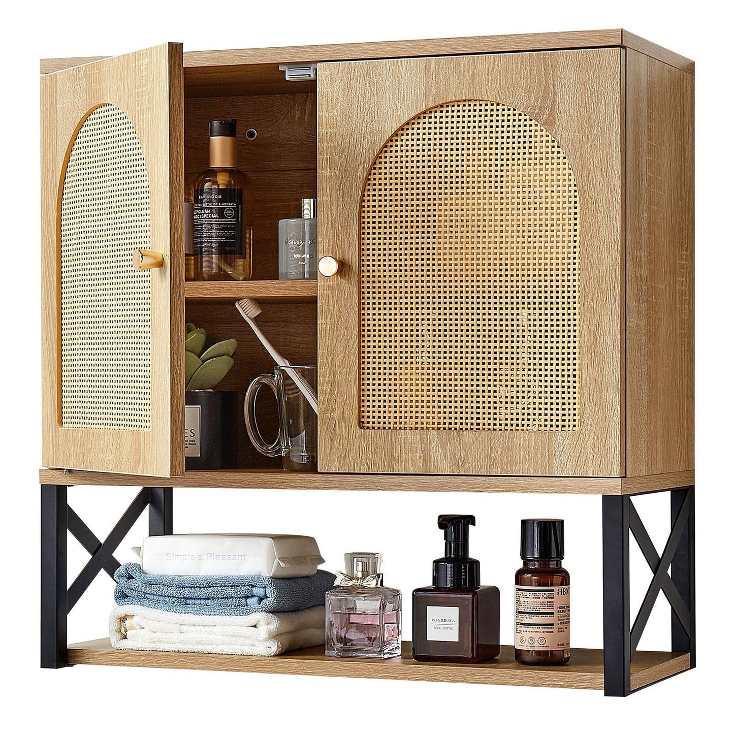Bathroom Wall Cabinet, with 2 Doors and Adjustable Shelf, Over the Toilet Storage Medicine Cabinet Wall V952-BDMJG2JYJGBSE1Z17001V0