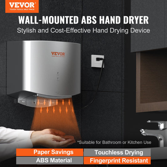 Heavy Duty Commercial Hand Dryer, 1400W Automatic High Speed ABS Warm Wind Hand Blower, 220V-240V & Built-In V952-BGSGSJYSZDGYBNB71V3
