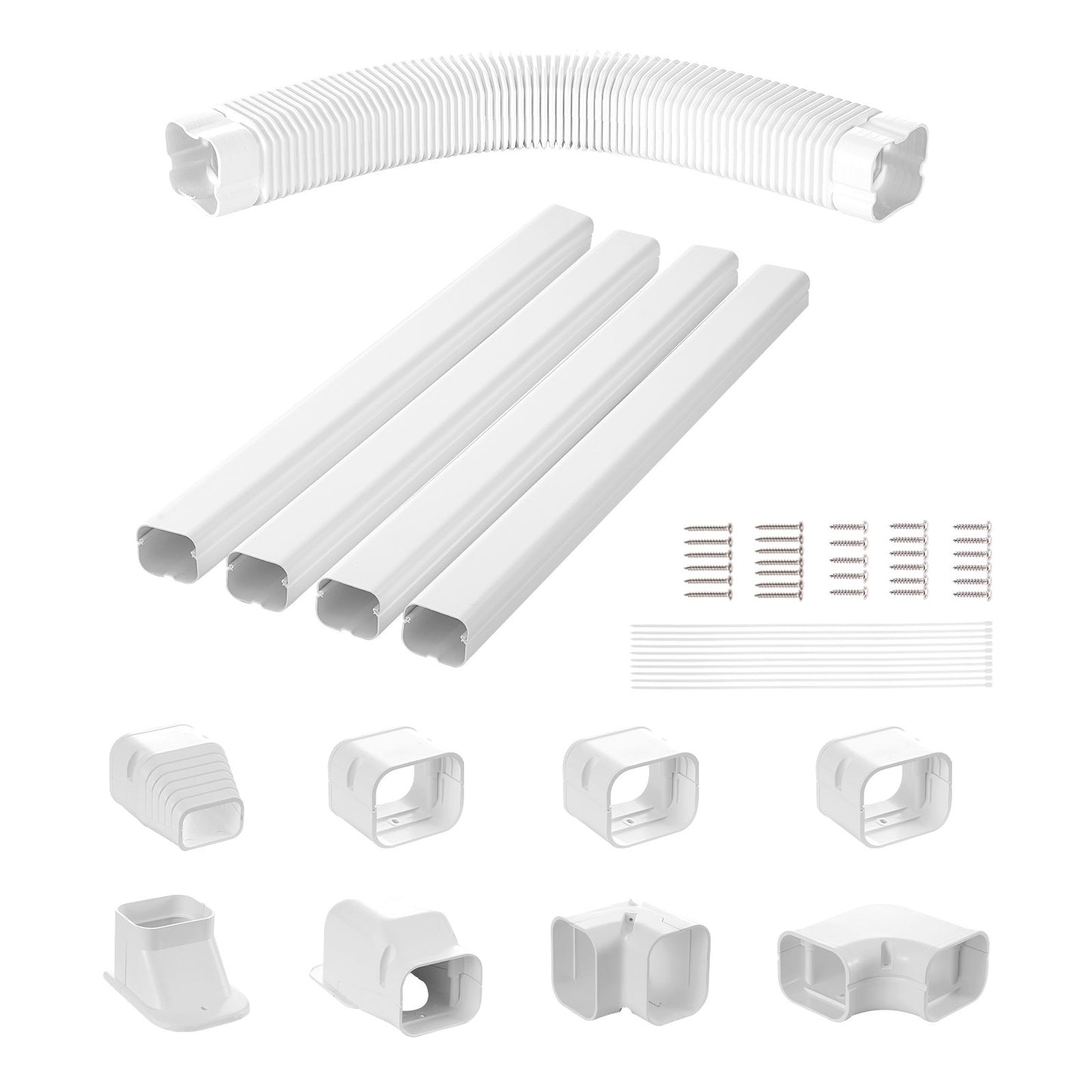 Mini Split Line Set Cover 76.2mm W 5350mm L, PVC Decorative Pipe Line Cover For Air Conditioner with 4 V952-BSKSQFTSKDGXAZ41JV0