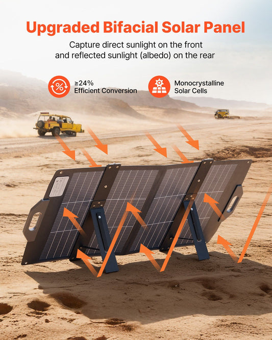 100W Bifacial Solar Panel, 16BB N-Type Foldable Monocrystalline Solar Panel Charger 24% Efficiency, Portable V952-BXZDTYNB1100CFI83001Y3