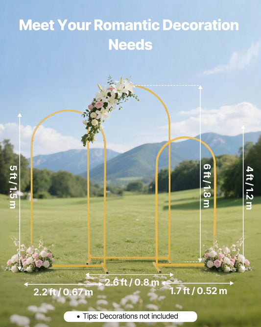 Arch Backdrop Stand, Set of 3, 1.8/1.5/1.2 m, Stable Structure, Easy Assembly, Gold Metal Arch Backdrop Stand V952-BYDGMJSJT6FTQCA1U001V0