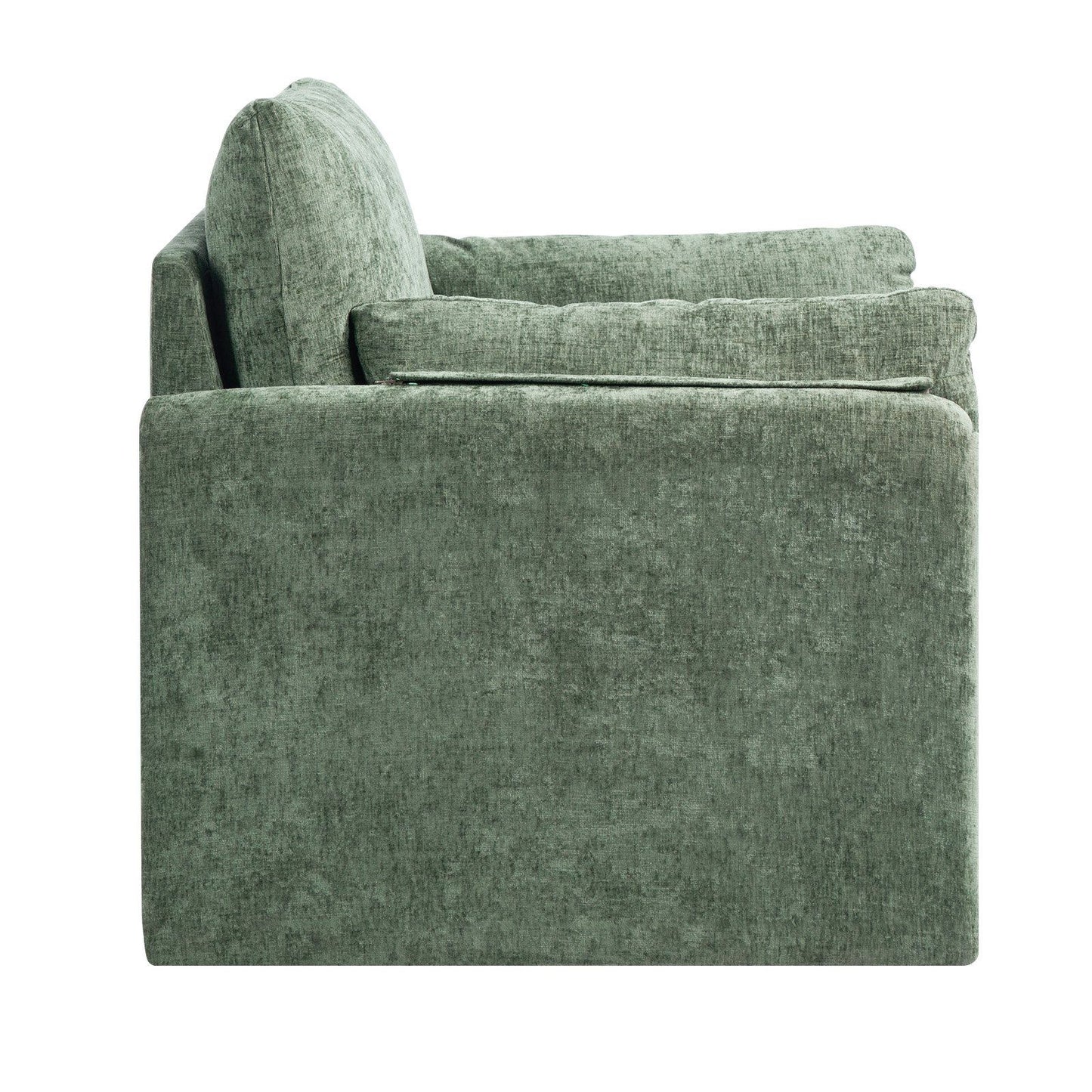 Green Accent Chair, Modern Upholstered Accent Chair with Armrests, Cloth Arm Chairs with Thick Cushion and V952-BYZSYFXBY323H7UPQ001V0