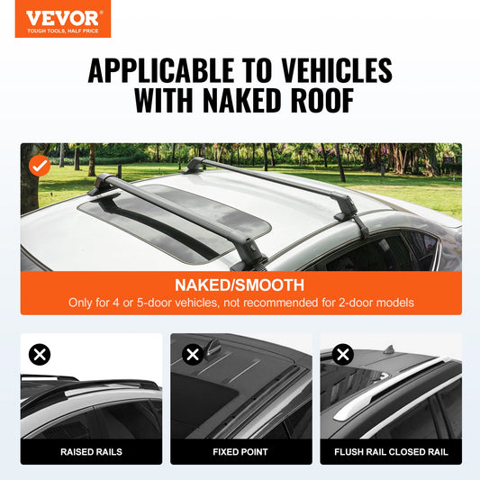 Universal Roof Rack Crossbar for Naked Roof Vehicle Aluminum with Lock V952-CDHGJTYKTYKLLODD1V0
