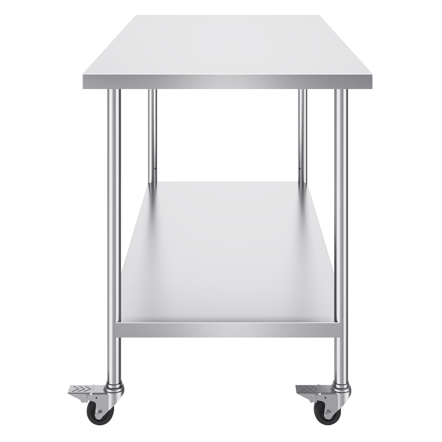 Stainless Steel Work Table 30 x 60 x 38 Inch, with 4 Wheels, 3 Adjustable Height Levels, Heavy Duty Food Prep V952-CFBXGGZTLCDJ1CSD7V0