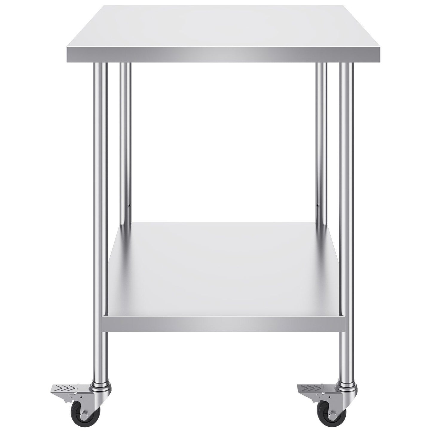Stainless Steel Work Table 30 x 36 x 38 Inch, with 4 Wheels, 3 Adjustable Height Levels, Heavy Duty Food Prep V952-CFBXGGZTLCDJ7EQSTV0